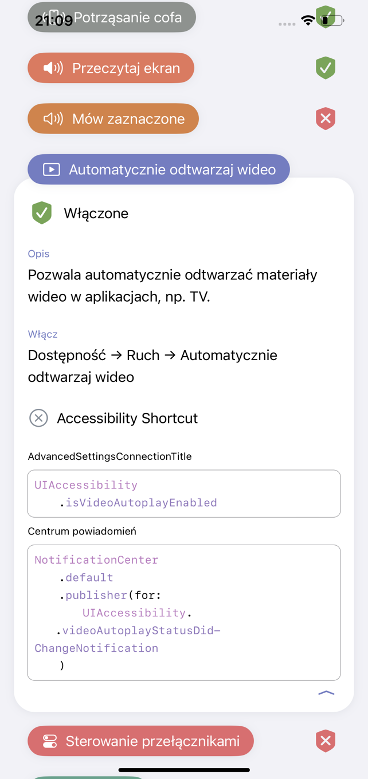 jak zaimplementować opcje dostępności na ios